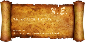 Malkovics Ervin névjegykártya