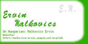ervin malkovics business card